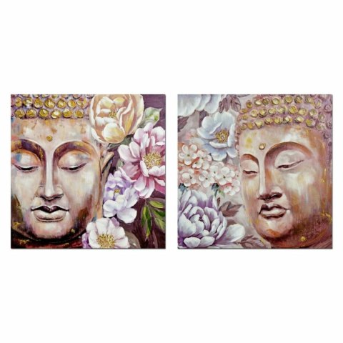 Obraz DKD Home Decor Budda 80 x 3 x 80 cm Orientalny (2 Sztuk)