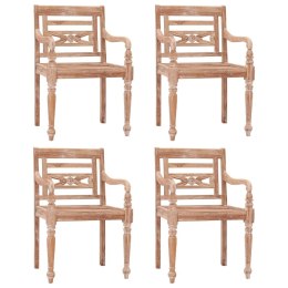 VidaXL Krzesła Batavia, 4 szt., bielone, lite drewno tekowe