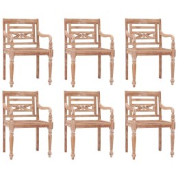 VidaXL Krzesła Batavia, 6 szt., bielone, lite drewno tekowe