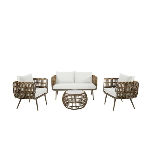 Zestaw Stół i 3 Krzesła DKD Home Decor rattan syntetyczny Aluminium (144 x 67 x 74 cm)