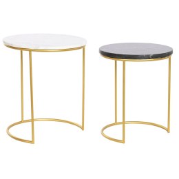 Zestaw 2 stołów DKD Home Decor Biały Czarny Złoty 40 x 40 x 46,5 cm