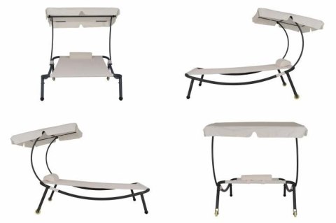 Kanapa ogrodowa z dachem i kołami - 202 x 139 x 152 cm