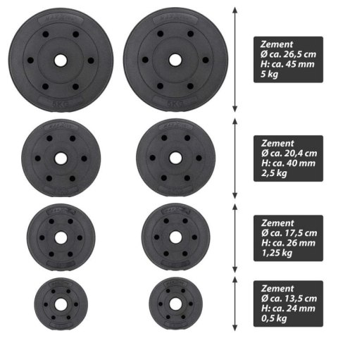 MAXXIVA Żeliwny zestaw dwuręczny z wagą, 120 cm, 23,5 kg MAXXIVA Żeliwny zestaw dwuręczny z wagą, 120 cm, 23,5 kg