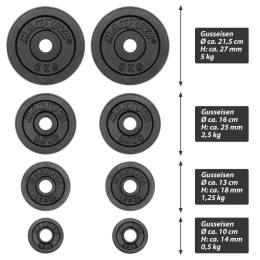 MAXXIVA Żeliwny zestaw z obciążeniem, 120 cm, 26 kg