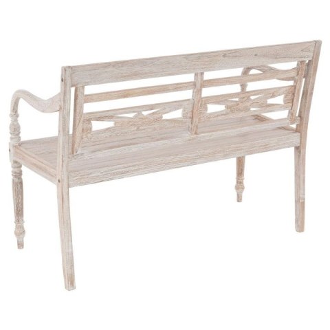 DIVERO 2-osobowa ławka ogrodowa - 119 cm, teak, biały shabby