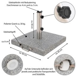 Stojak Parasol - granit i stal - 45 x 45 cm