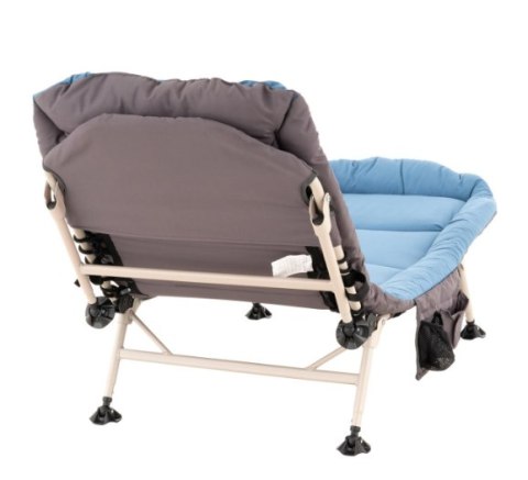 Leżak kempingowy z poduszką, niebiesko-szary