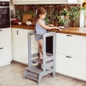 Kitchen Helper Pomocnik Kuchenny Drewniany Szary Z Tablicą Dla Dziecka