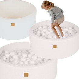 Okrągły Biały Mały Basen Z Piłeczkami Sensorycznymi Dla Dzieci MeowBaby 200 piłek