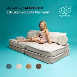 Sofa Premium Sztruksowa Dziecięca Brązowa Modułowa Budowa Wygodna Miękka
