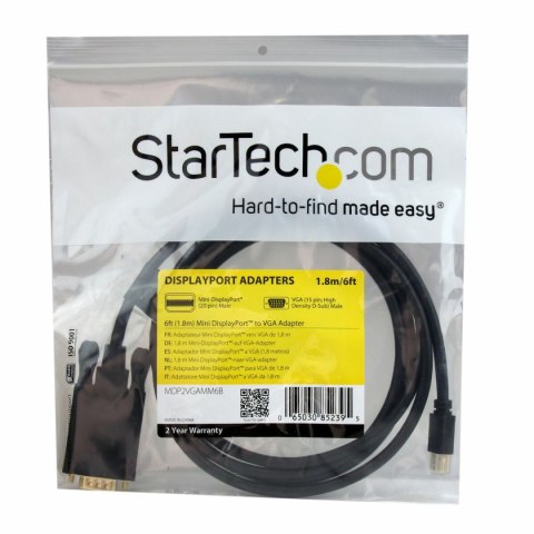 Adapter Mini DisplayPort do VGA Startech MDP2VGAMM6B Adapter Mini DisplayPort do VGA Startech MDP2VGAMM6B