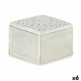 Pudełko ozdobne Biały Drewno 11,5 x 8 x 11,5 cm (6 Sztuk)