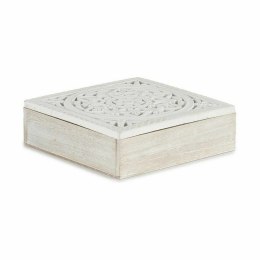 Pudełko ozdobne Biały Drewno 22 x 7,5 x 22 cm (4 Sztuk)