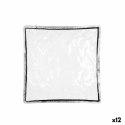 Płaski Talerz Quid Select Filo Biały Czarny Plastikowy Kwadratowy 19 x 19 x 4,5 cm (12 Sztuk)