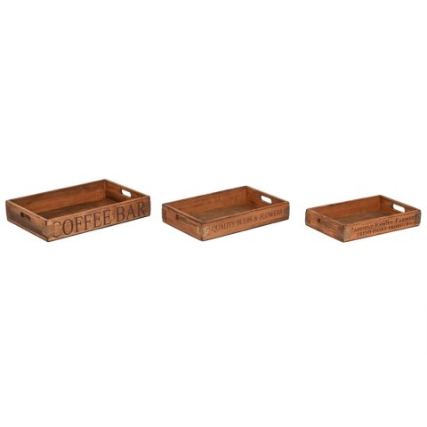 Zestaw tacek Home ESPRIT Naturalny Drewno świerkowe 56 x 38 x 10 cm (3 Części)