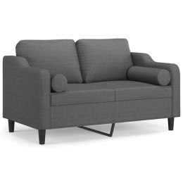 2-osobowa sofa z poduszkami, ciemnoszara, 120 cm, tkanina