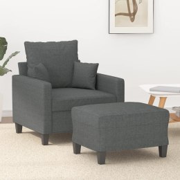 Fotel z podnóżkiem, ciemnoszary, 60 cm, obity tkaniną