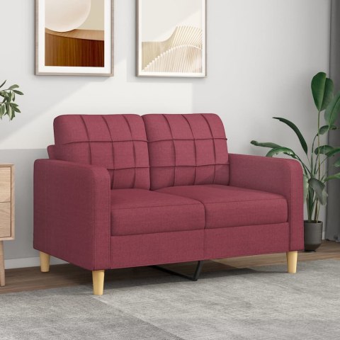 Sofa 2-osobowa, winna czerwień, 120 cm, tapicerowana tkaniną