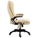 Krzesło biurowe z masażem, kremowe, sztuczna skóra