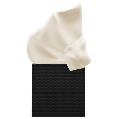 Leżanka ogrodowa z daszkiem i poduszkami, czarna, polirattan