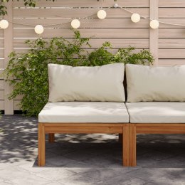 Moduł środkowy sofy, z kremową poduszką, lite drewno akacjowe