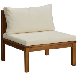 Moduł środkowy sofy, z kremową poduszką, lite drewno akacjowe