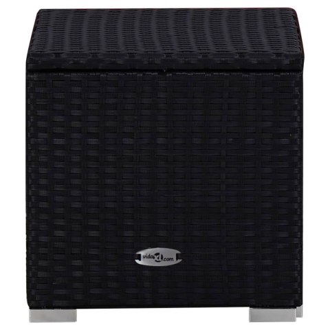 3-częściowy zestaw, leżaki ze stolikiem, polirattan, czarne