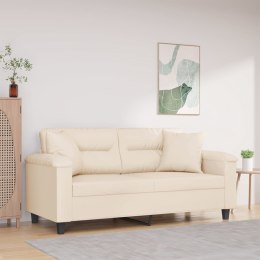 2-osobowa sofa z poduszkami, beżowa, 140 cm, mikrofibra