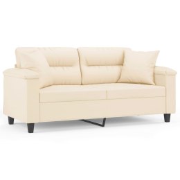 2-osobowa sofa z poduszkami, beżowa, 140 cm, mikrofibra