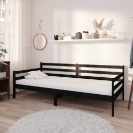 Łóżko dzienne z materacem, 90x200 cm, czarne, drewno sosnowe
