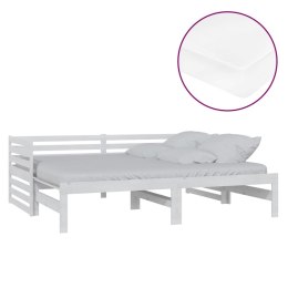 Łóżko wysuwane, 2 x (90x200) cm, białe, lite drewno sosnowe