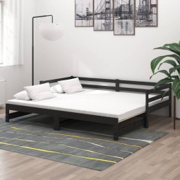 Łóżko wysuwane, 2 x (90x200) cm, czarne, lite drewno sosnowe