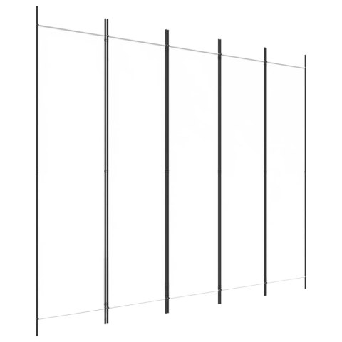 Parawan 5-panelowy, biały, 250x200 cm, tkanina