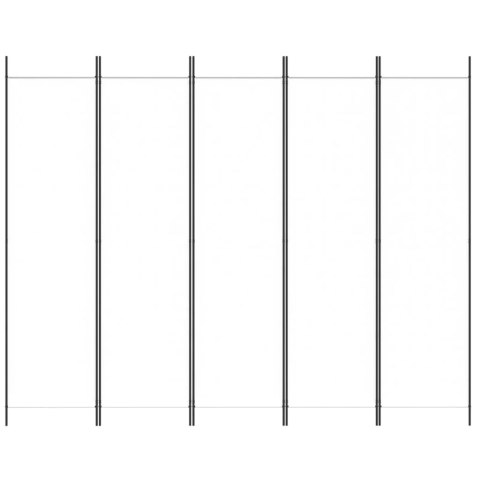 Parawan 5-panelowy, biały, 250x200 cm, tkanina