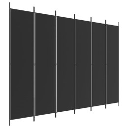 Parawan 6-panelowy, czarny, 300x220 cm, tkanina