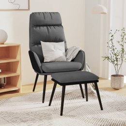 Fotel z podnóżkiem, jasnoszary, tkanina i sztuczna skóra