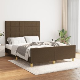 Rama łóżka z zagłówkiem, ciemnobrązowa 140x190 cm obita tkaniną