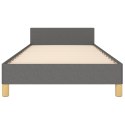 Rama łóżka z zagłówkiem, ciemnoszara, 90x200 cm, obita tkaniną
