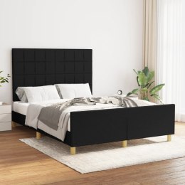 Rama łóżka z zagłówkiem, czarna, 140x200 cm, obita tkaniną