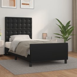Rama łóżka z zagłówkiem, czarna, 90x190 cm, sztuczna skóra