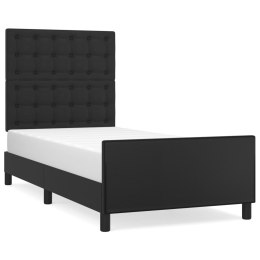 Rama łóżka z zagłówkiem, czarna, 90x190 cm, sztuczna skóra