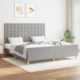 Rama łóżka z zagłówkiem, jasnoszara, 160x200 cm, obita tkaniną