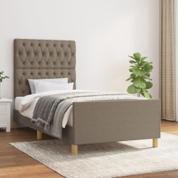 Rama łóżka z zagłówkiem, kolor taupe, 90x200 cm, obita tkaniną