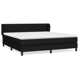 Łóżko kontynentalne z materacem, czarne, tkanina 180x200 cm