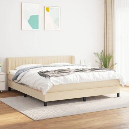 Łóżko kontynentalne z materacem, kremowe, tkanina, 160x200 cm