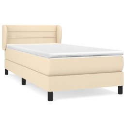 Łóżko kontynentalne z materacem, kremowe, tkanina, 90x190 cm