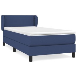 Łóżko kontynentalne z materacem, niebieskie, tkanina, 80x200 cm