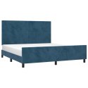 Rama łóżka z zagłówkiem, ciemnoniebieska, 180x200 cm, aksamitna