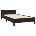 Rama łóżka z zagłówkiem, czarna, 90x190 cm, aksamitna