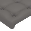 Rama łóżka z zagłówkiem, szara, 200x200 cm, sztuczna skóra